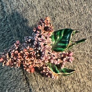 Vintage Signed MFA Museum of Fine Arts LILAC Enamel Brooch Pin Rare
